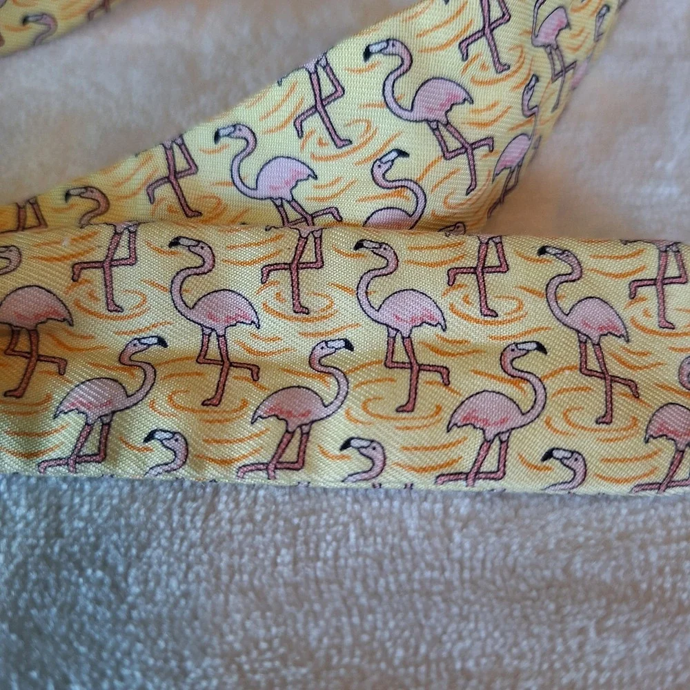 Vineyard Vines Pink Flamingo Belt: Size Small Yellow Preppy Beach Vacation